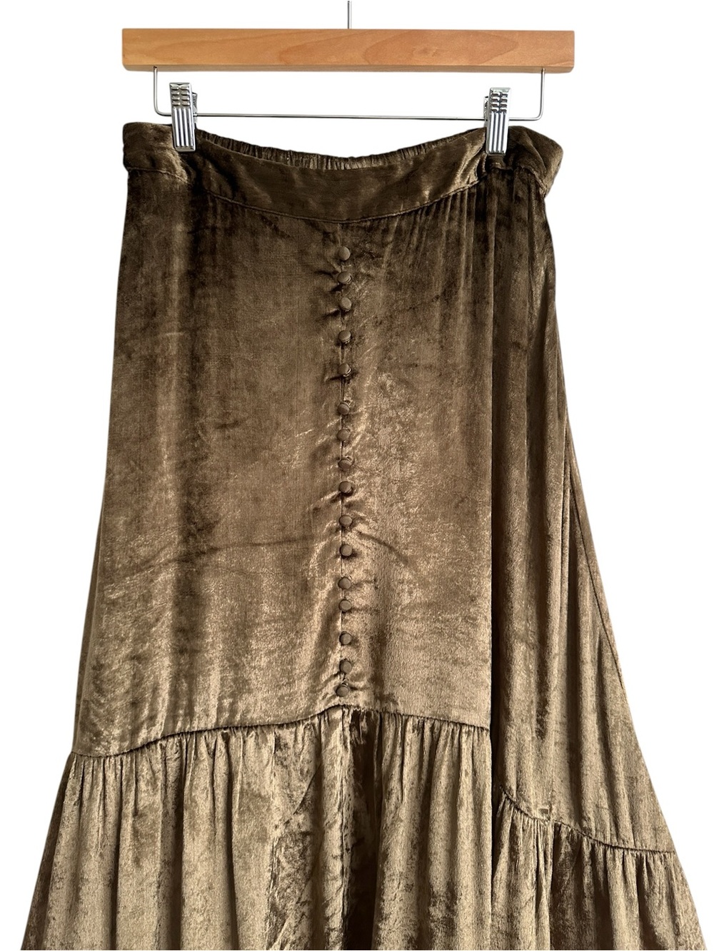 APRIL CORNELL Velvet Boho Prairie Midi Skirt | Romantic Cottagecore Whimsigoth S - Picture 3 of 12